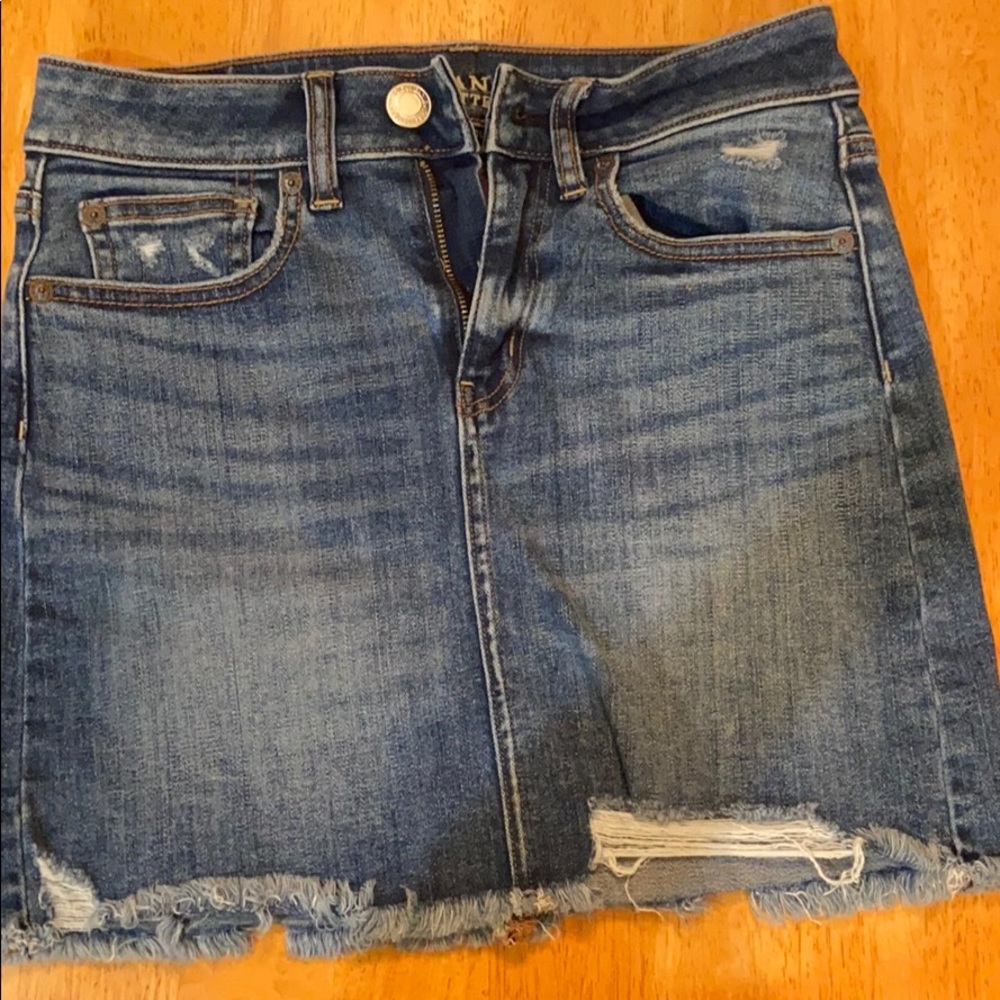 American Eagle Distressed Jean Mini Skirt